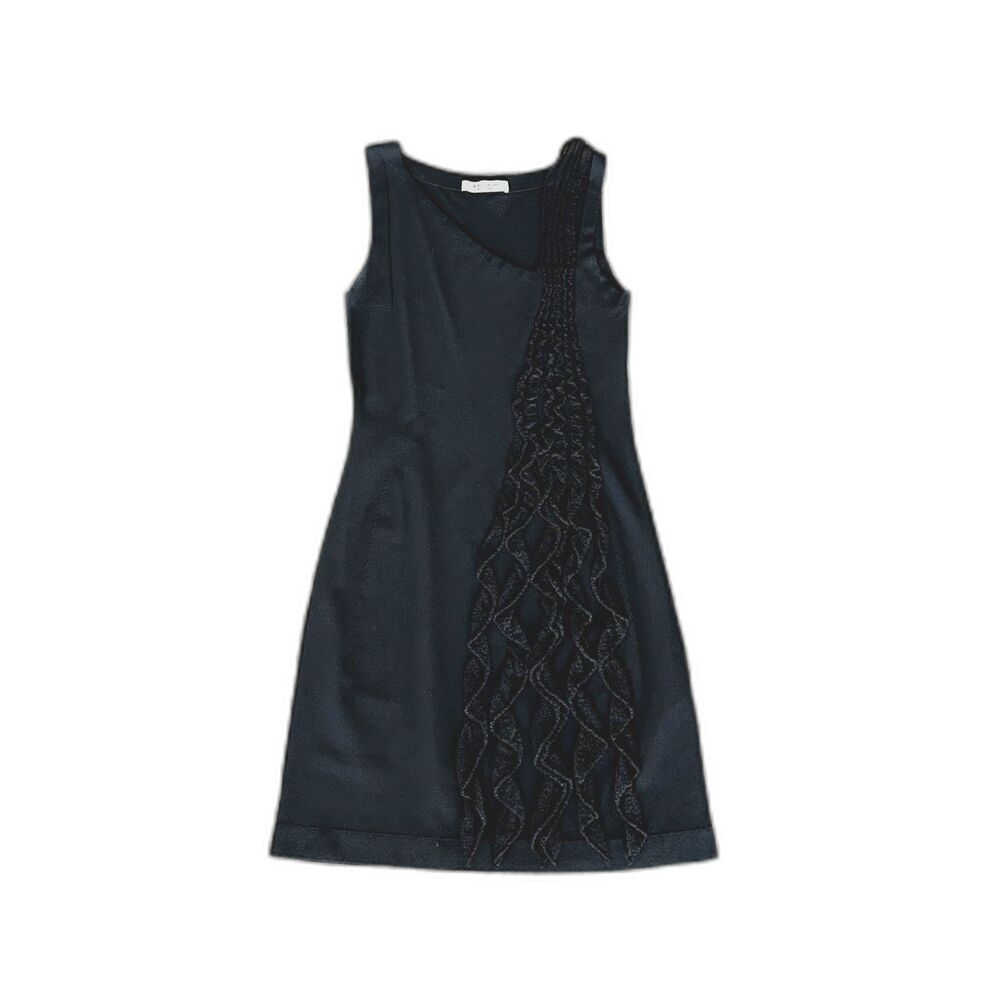 D.EXTERIOR Italy Sculptural Black Knit Dress‎ Medium Architectural Ruffle Detail